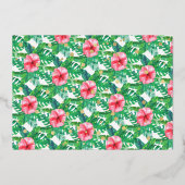 Tropisch zomerstrand Luau Girls 1ste verjaardag Re Folie Uitnodiging (Achterkant)