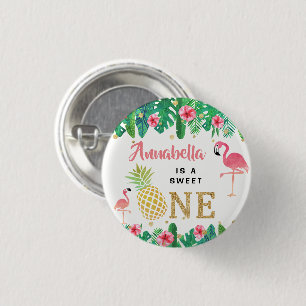 Tropisch zomerstrand Luau Girls 1ste verjaardag Ronde Button 3,2 Cm