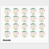 Tropisch zomerstrand Luau Girls 1ste verjaardag Ronde Sticker (Vel)