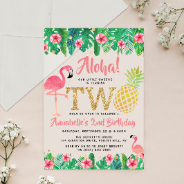 Tropisch zomerstrand Luau Girls 2e verjaardag Acryl Uitnodigingen