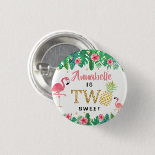 Tropisch zomerstrand Luau Girls 2e verjaardag Ronde Button 3,2 Cm