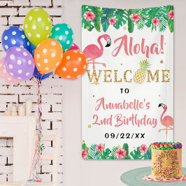 Tropisch zomerstrand Luau Girls Birthday Welkom Spandoek