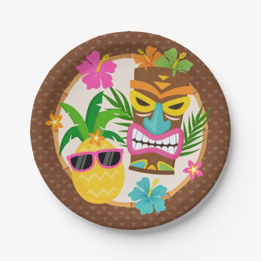 Tropisch zomerstrand Luau Verjaardag Papieren Bordje (Voorkant)