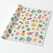 Tropisch zomerstrandpatroon inpakpapier (Uitgerold)