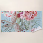 Tropisch zomerthema Flamingo schattig blauw modern Strandlaken (Voorkant)