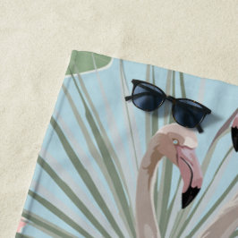 Tropisch zomerthema Flamingo schattig blauw modern Strandlaken