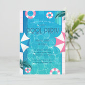 Tropisch zomerzwembadfeestje kaart (Staand voorkant)