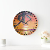 Tropisch zonnescherm, mooi kunstschilderij grote klok (Huis)