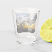 Tropisch zonnescherm voor afdrukken in zwart-wit shot glas (Achterkant)