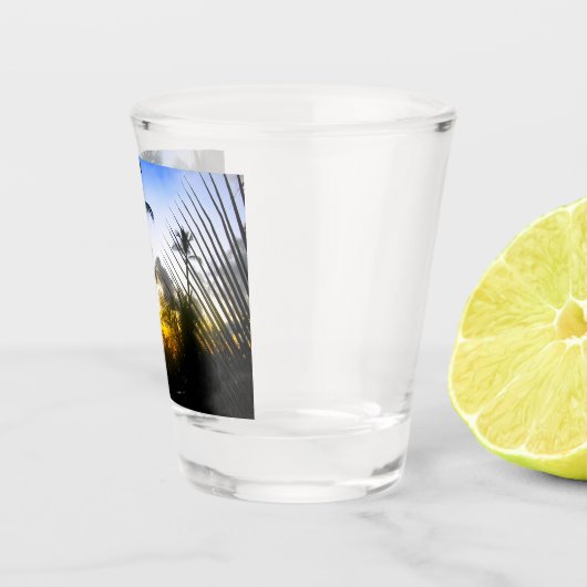 Tropisch zonnescherm voor afdrukken in zwart-wit shot glas (Rechts)