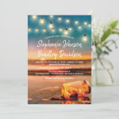 Tropisch zonneschijn Beach Mason Jar Lights Weddin Kaart (Staand voorkant)