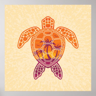 Tropisch zonneschijnschildpad voor Zee Poster