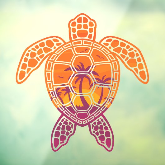 Tropisch zonneschijnschildpad voor Zee Raamsticker (Vel 3)