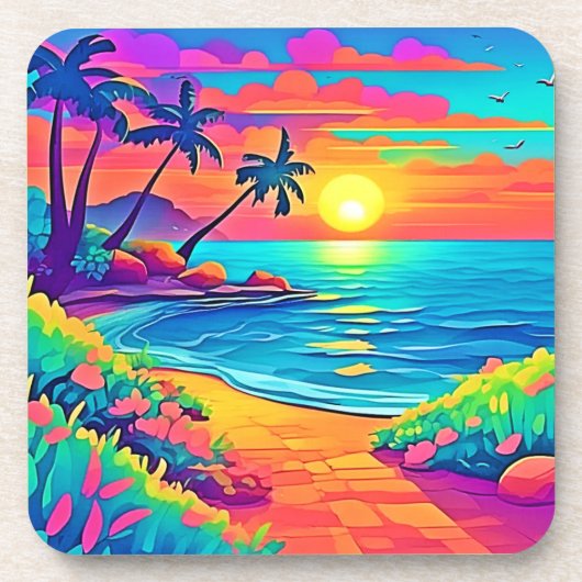 Tropisch zonnestrand bier onderzetter (Voorkant)