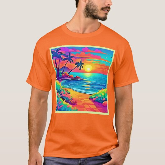 Tropisch zonnestrand t-shirt (Voorkant)