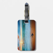 Tropisch zonnig Zee Schorst Sandy Beach Bagagelabel (Achterkant verticaal)