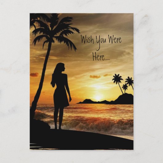 Tropisch Zonsondergang Eiland Briefkaart (Voorkant)