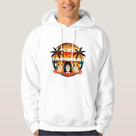Tropisch Zonsondergang Katten Ontwerp Hoodie