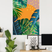 Tropisch zonsondergang landschap Jungle Abstract Poster (Thuiskantoor)