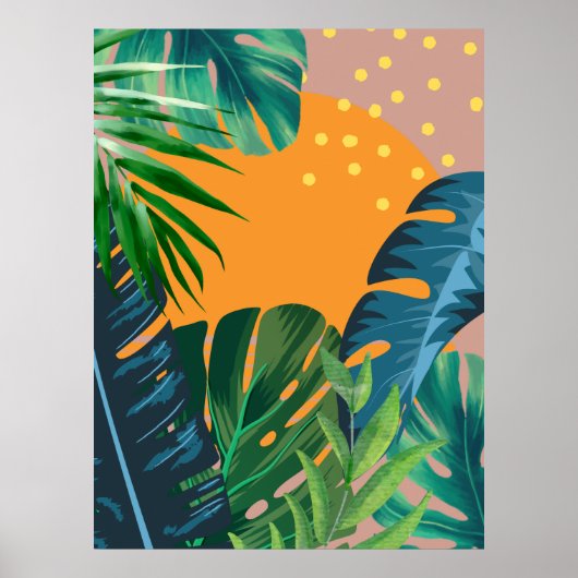 Tropisch zonsondergang landschap Jungle Abstract Poster (Voorkant)