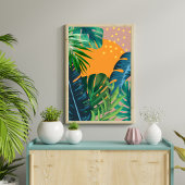 Tropisch zonsondergang landschap Jungle Abstract Poster