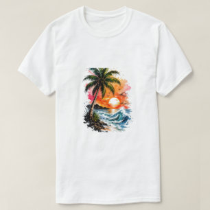 Tropisch zonsondergang Palmboom T-shirt