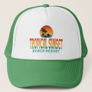 TROPISCH ZONSONDERGANG STRAND RESORT ZOMER SURFEN TRUCKER PET