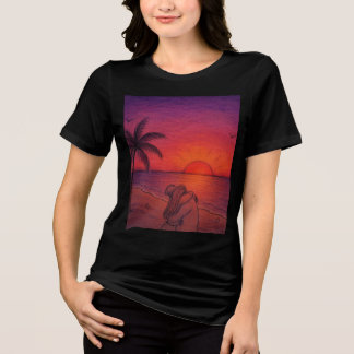 Tropisch Zonsondergang Strand T-Shirt | Esthetisch