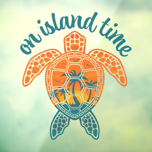 Tropisch Zonsondergang Zeeschildpad Ontwerp Op Eil Raamsticker (Vel 3)