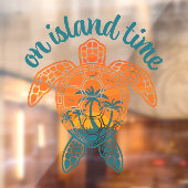Tropisch Zonsondergang Zeeschildpad Ontwerp Op Eil Raamsticker (Vel 2)
