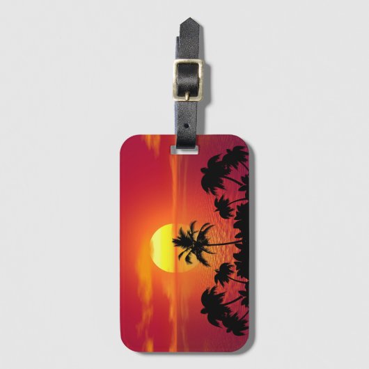 Tropisch zonsonderstel bagagelabel (Voorkant (verticaal))