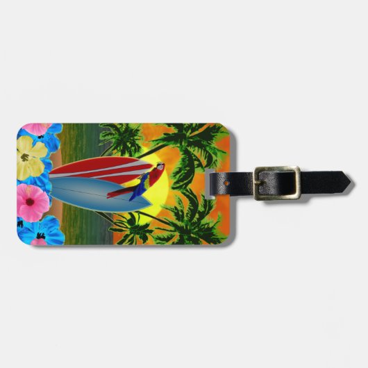 Tropisch zonsonderstel bagagelabel (Voorkant horizontaal)