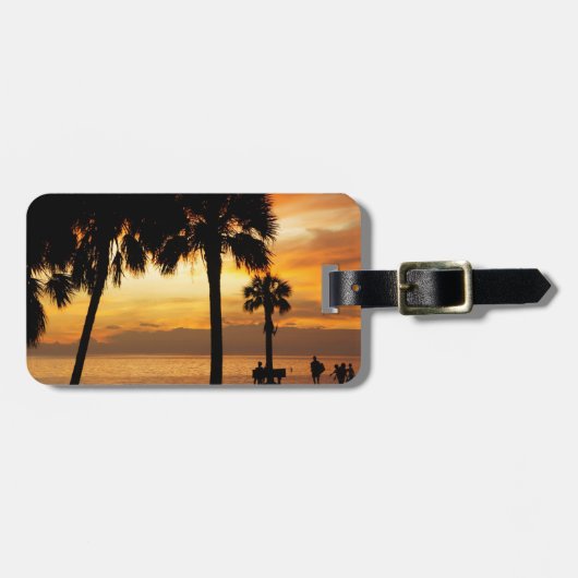 Tropisch zonsonderstel bagagelabel (Voorkant horizontaal)