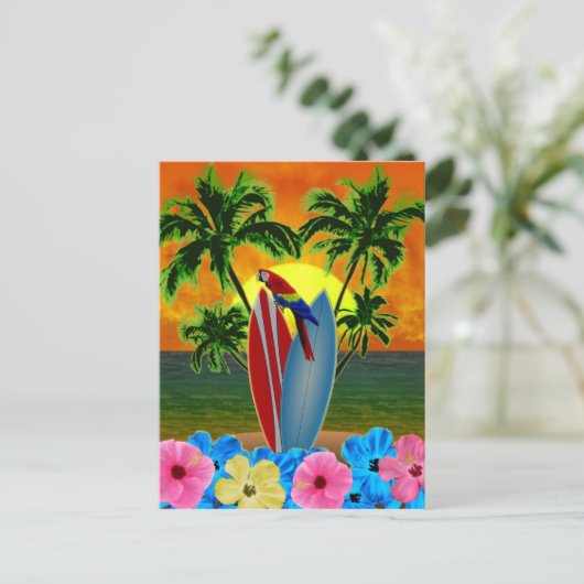 Tropisch zonsonderstel briefkaart (Staand voorkant)