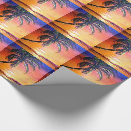 Tropisch zonsonderstel cadeaupapier (Hoek)