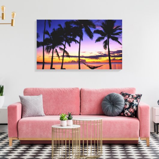 Tropisch zonsonderstel canvas afdruk (Insitu (Woonkamer))