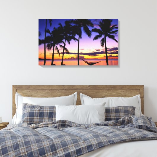 Tropisch zonsonderstel canvas afdruk (Insitu (Slaapkamer))