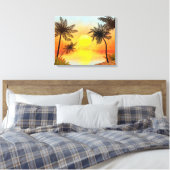 Tropisch zonsonderstel canvas afdruk (Insitu (Slaapkamer))