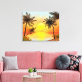 Tropisch zonsonderstel canvas afdruk (Insitu (Woonkamer))