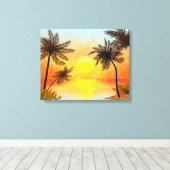 Tropisch zonsonderstel canvas afdruk (Insitu (Houten vloer))