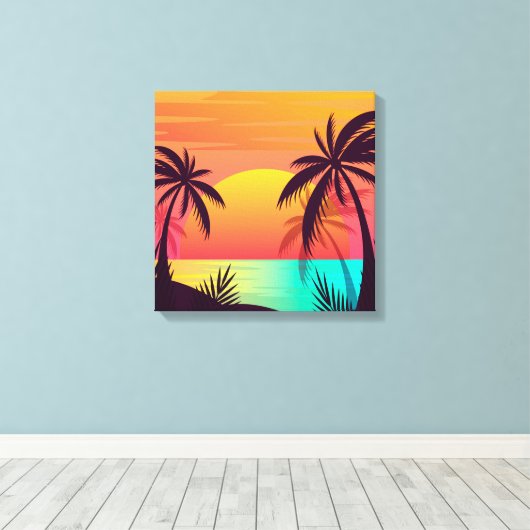 Tropisch zonsonderstel canvas afdruk (Insitu (Houten vloer))