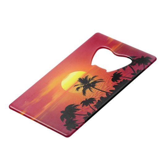 Tropisch zonsonderstel creditkaart flessenopener (Voorkant Gekanteld)
