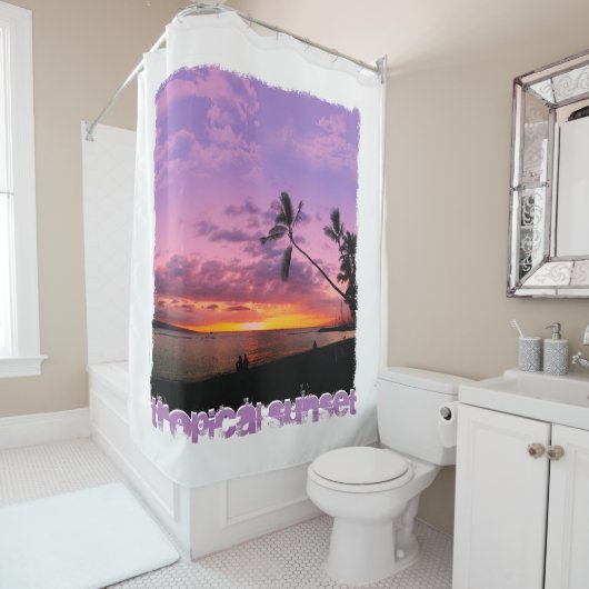 Tropisch zonsonderstel douchegordijn (In situ)