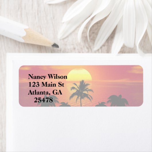 Tropisch zonsonderstel etiket (Insitu)