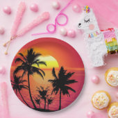 Tropisch zonsonderstel papieren bordje (Feest)