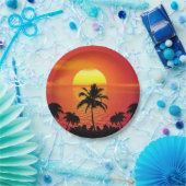 Tropisch zonsonderstel papieren bordje (Feest)