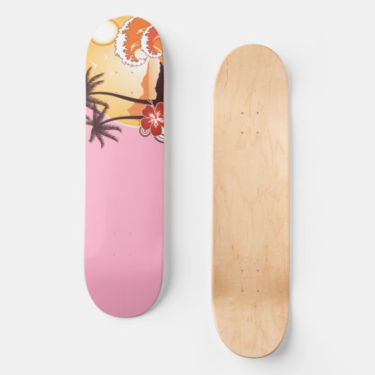 Tropisch zonsonderstel persoonlijk skateboard (Voorkant)