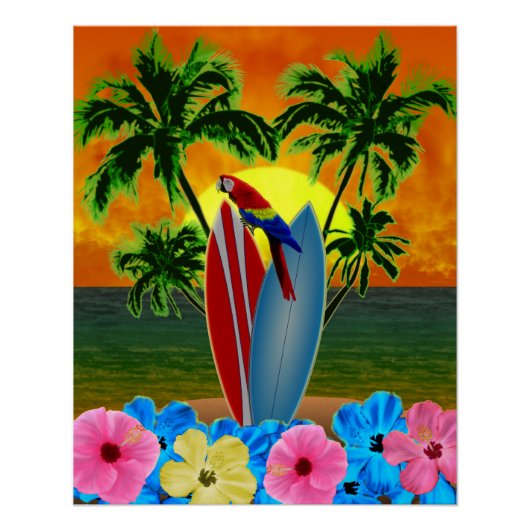 Tropisch zonsonderstel poster (Voorkant)