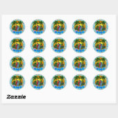 Tropisch zonsonderstel ronde sticker (Vel)