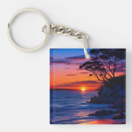 Tropisch zonsonderstel sleutelhanger